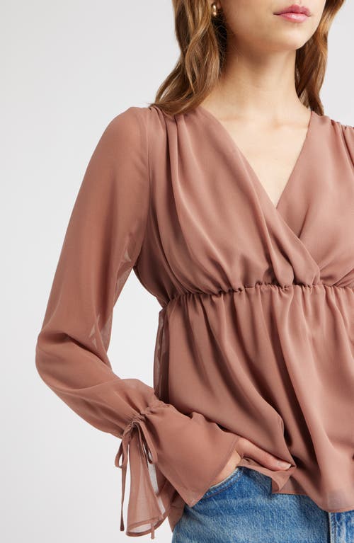 Open Edit Babydoll Chiffon Top In Neutral