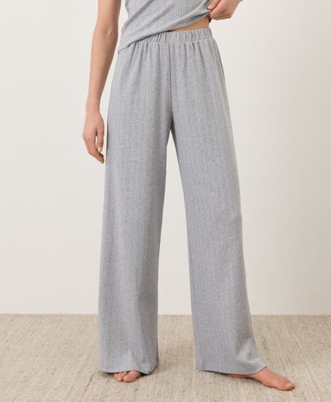 Organic Cotton Pointelle Wide Leg Pant