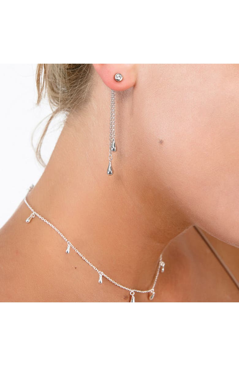 Lucy Quartermaine Removable Double Drop Earrings with White Topaz, Alternate, color, Sterling Silver