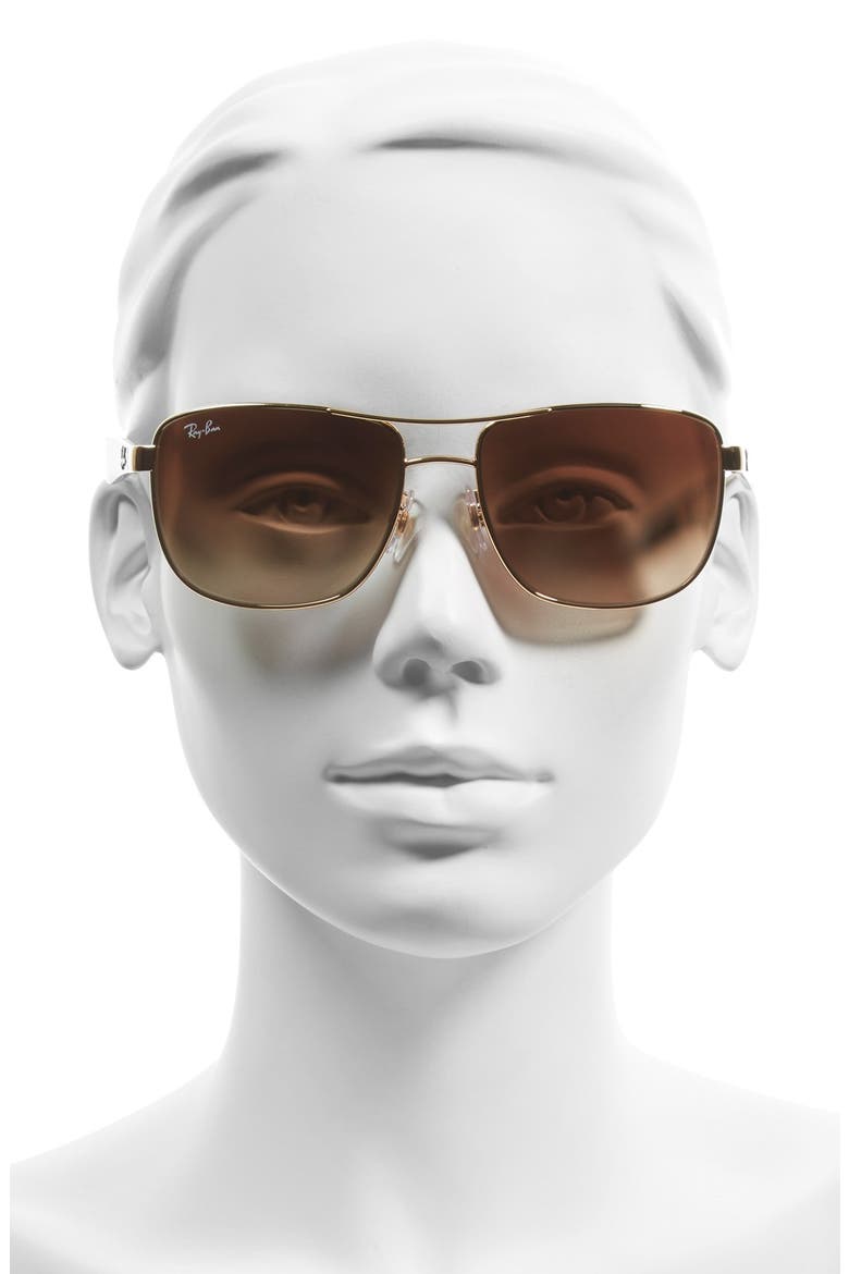 57mm Aviator Sunglasses, Alternate, color, GOLD TORTOISE