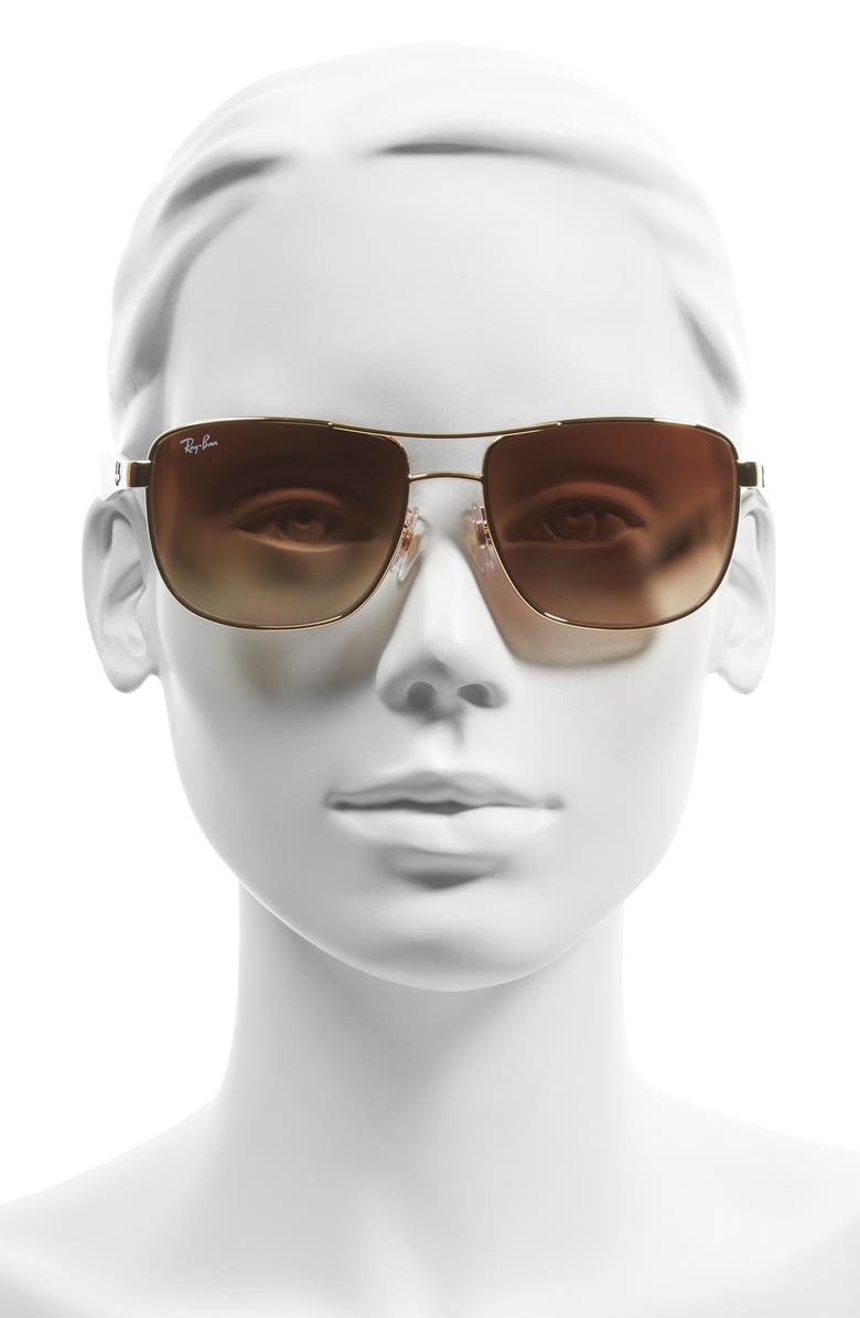 Ray-Ban 57mm Aviator Sunglasses, Alternate, color, Gold Tortoise