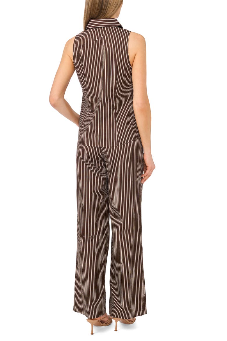 Striped Sleeveless Button-Up Shirt, Alternate, color, CHICORY COFFEE