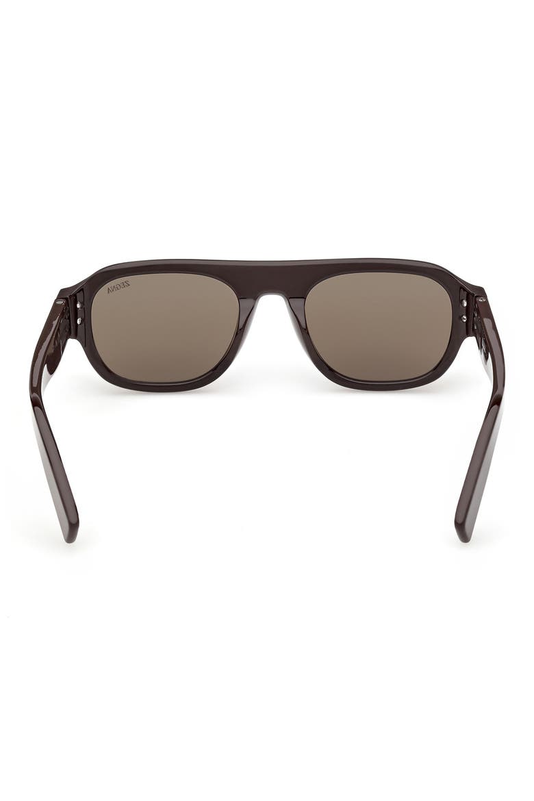 53mm Geometric Sunglasses, Alternate, color, DARK BROWN / GREEN