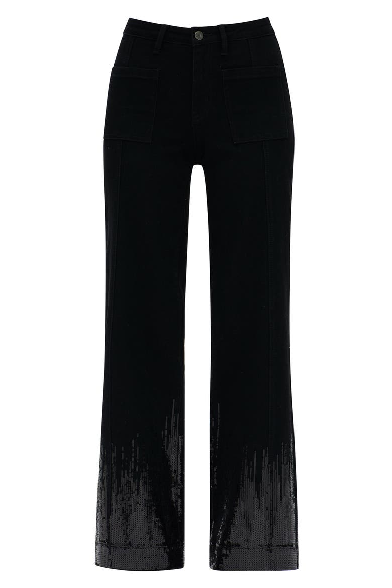 Sequin Wide Leg Pants, Alternate, color, BLACK