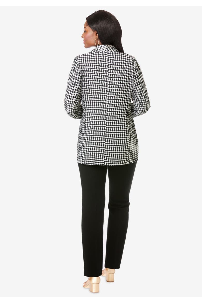 2-Piece Double-Breasted Pantsuit, Alternate, color, BLACK HOUNDSTOOTH