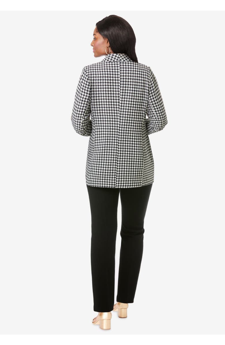 Jessica London Double-Breasted Stretch Crepe Pantsuit, Alternate, color, Black Houndstooth