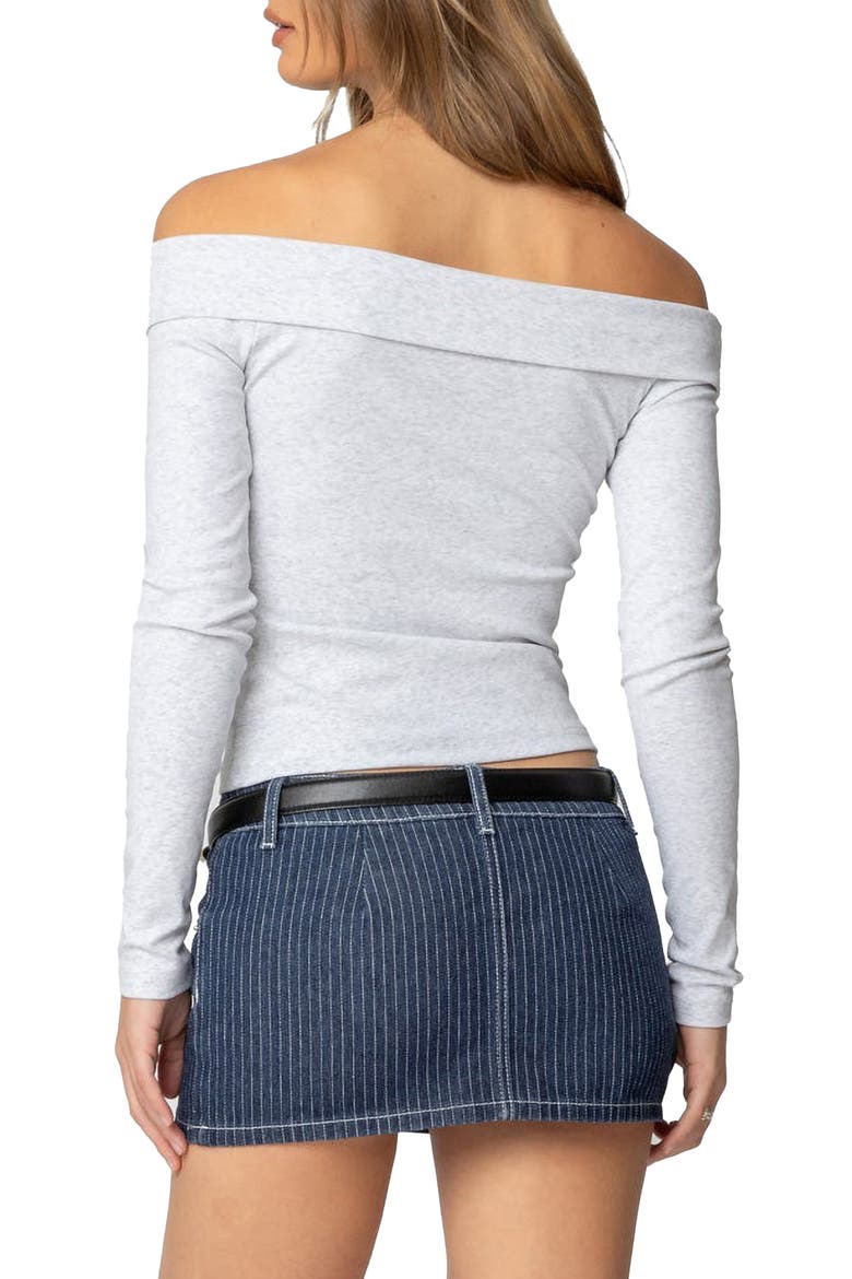 Claudie Foldover Off the Shoulder Top, Alternate, color, GRAY-MELANGE
