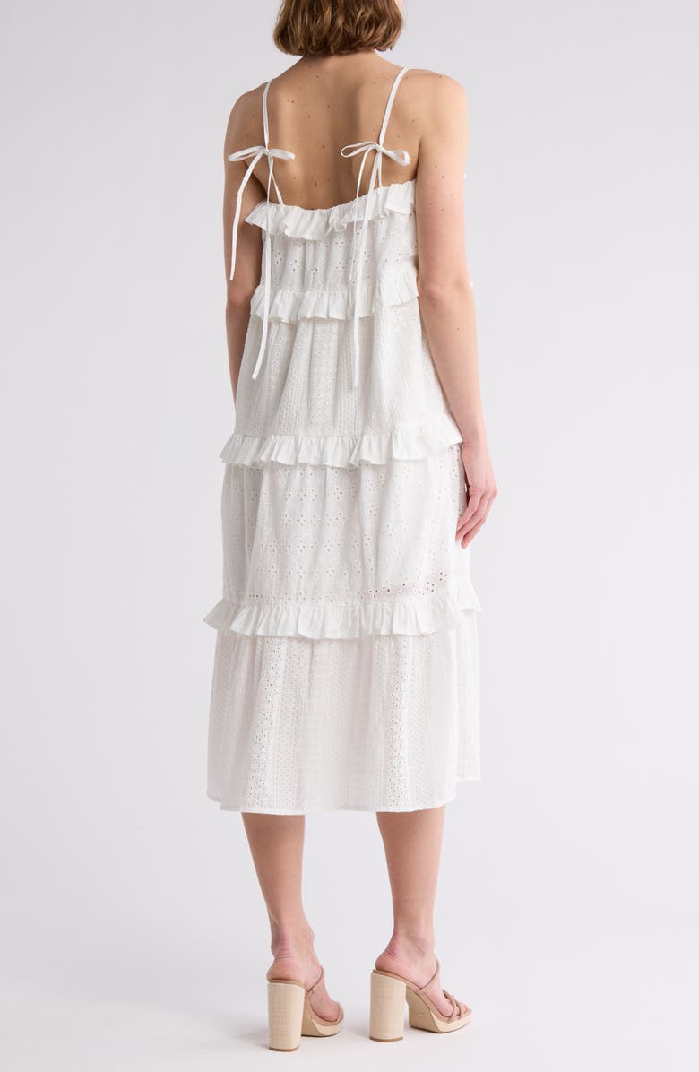 Lush Cotton Eyelet Tiered Midi Dress, Alternate, color, Off White
