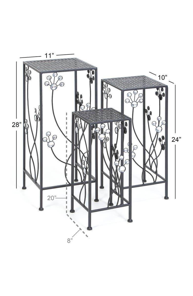 WILLOW ROW Black Iron Traditional Plant Stand - Set of 3, Alternate, color, Black