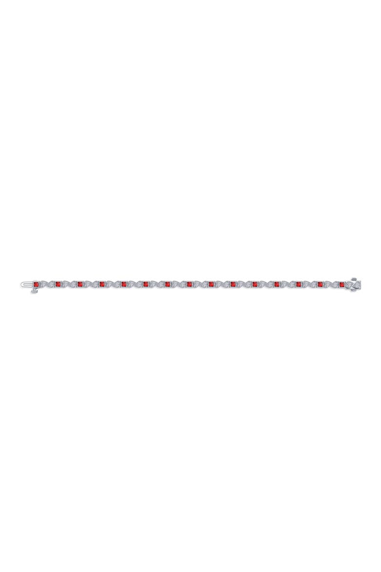 Birthstone Simulated Diamond & Simulated Semiprecious Stone Tennis Bracelet, Main, color, GARNET/ WHITE