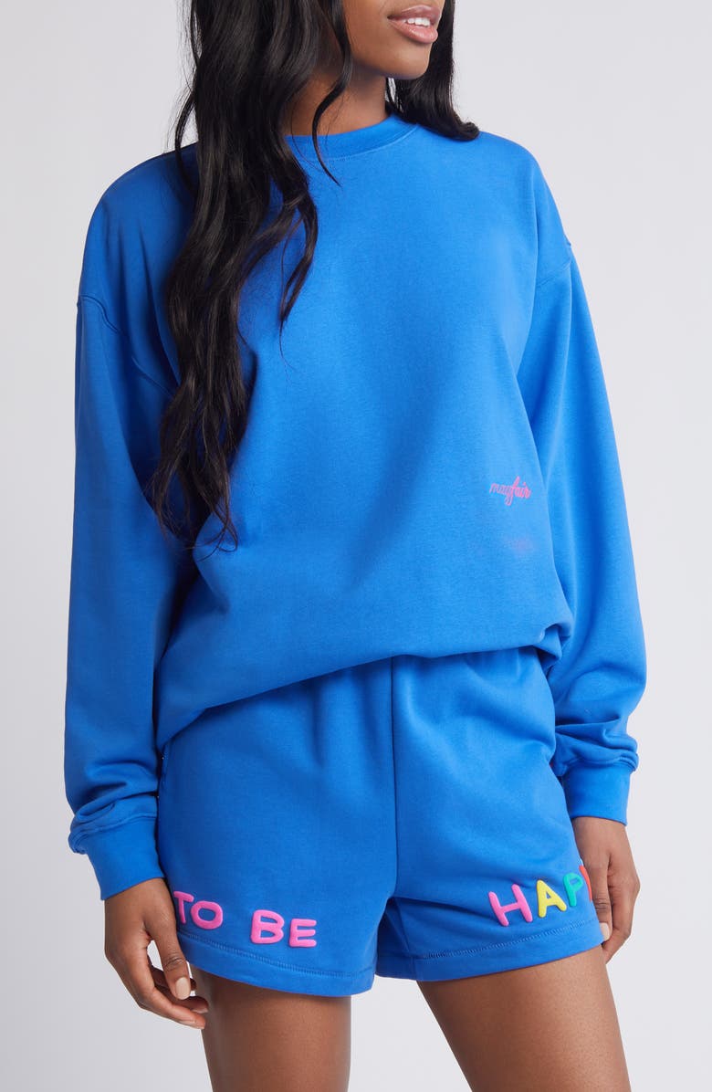 THE MAYFAIR GROUP You Deserve to be Happy Oversize Sweatshirt, Main, color, 