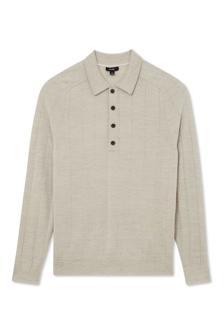 Greyson Wool Long Sleeve Polo, Alternate, color, STONE MOULINE
