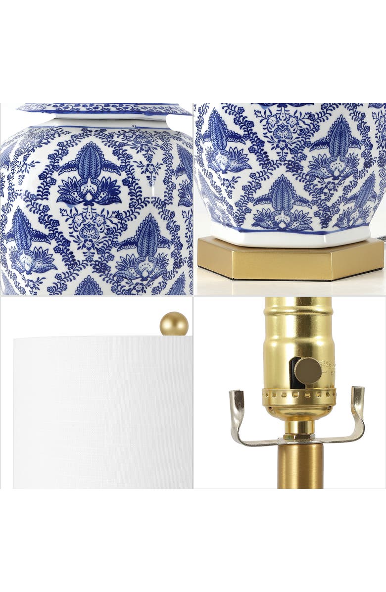 JONATHAN Y Gretchen Ginger Jar Ceramic/Metal LED Table Lamp, Alternate, color, Blue/White