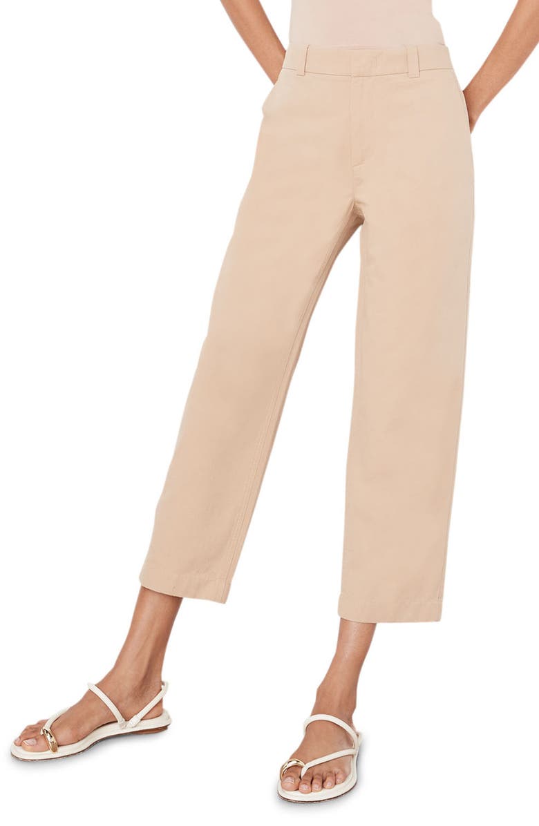 Vince Washed Cotton Crop Pants, Alternate, color, Pale Wheat