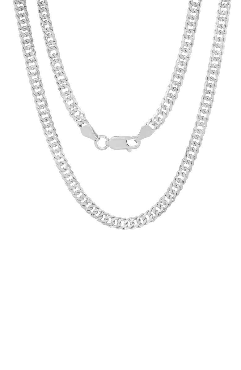 Queen Jewels Sterling Silver Italian Miami Cuban Double Curb Chain Necklace, Main, color, Silver