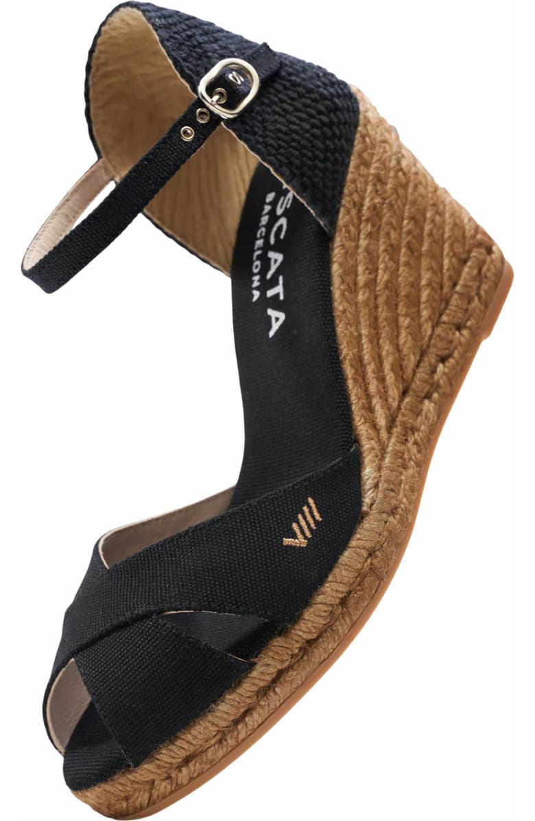 VISCATA Aiguablava Canvas Espadrille Sandal Wedges, Alternate, color, Black