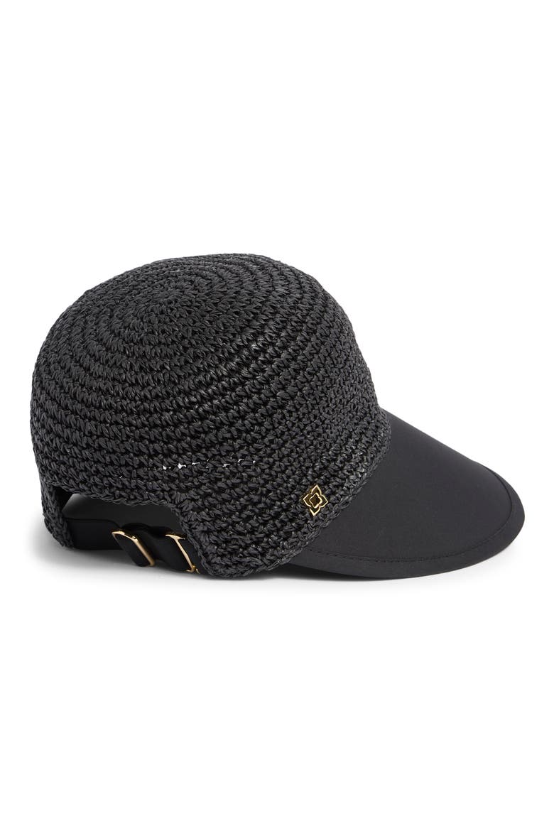 Raffia Face Framer Adjustable Hat, Alternate, color, BLACK