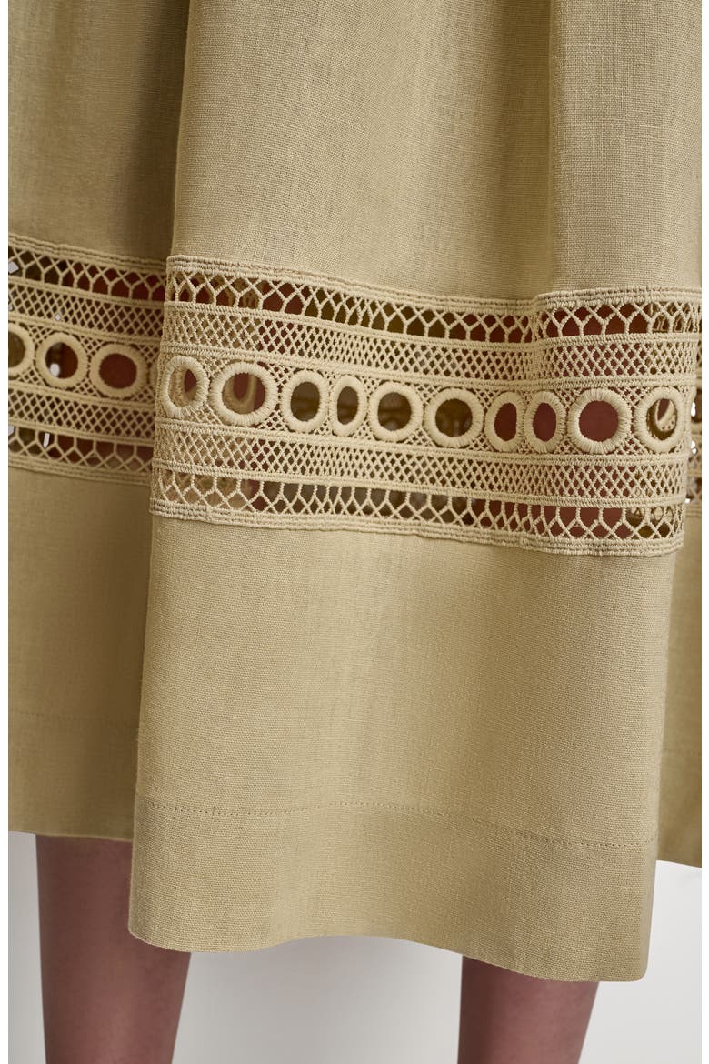 Eyelet Embroidery Linen Blend A-Line Skirt, Alternate, color, MOJAVE DESERT