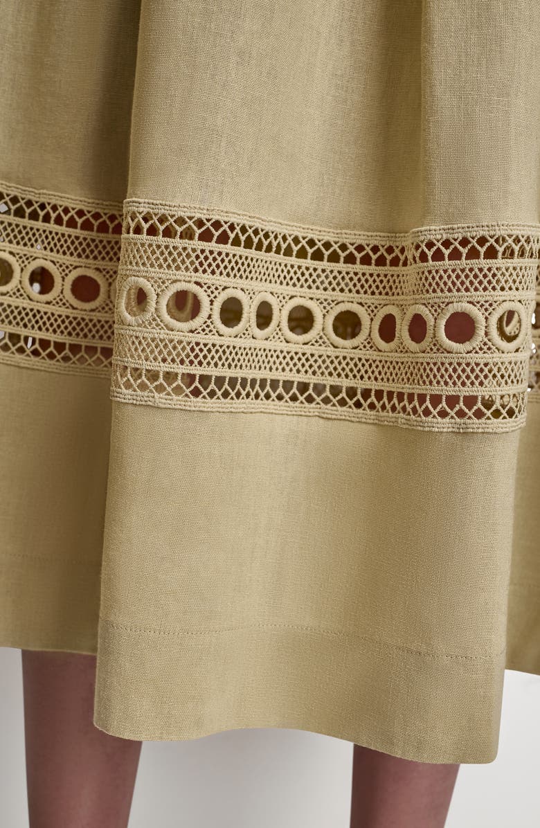 DKNY Eyelet Embroidery Linen Blend A-Line Skirt, Alternate, color, Mojave Desert