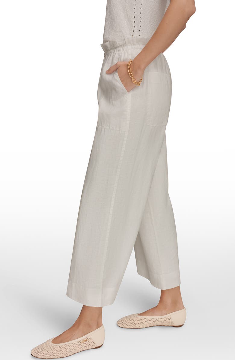 Donna Karan New York Paperbag Waist Linen Pants, Alternate, color, Cream