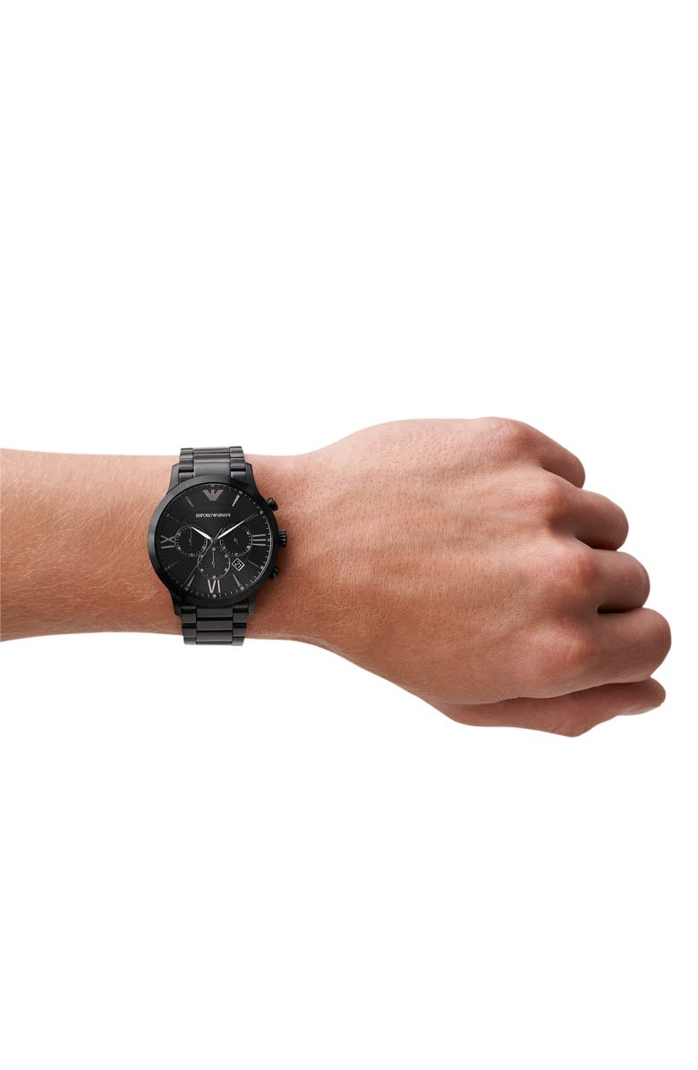 Emporio Armani Chronograph Bracelet Watch, 43mm, Alternate, color, Black