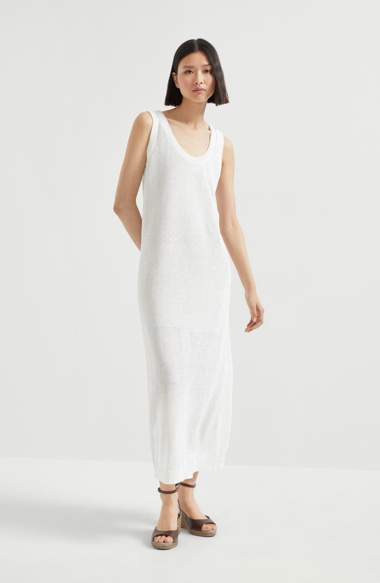 Brunello Cucinelli Linen and silk Diamond yarn dress, Alternate, color, 