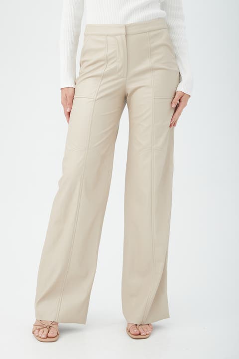 [LOW CLASSIC] /☆ 24FW SHIRRING VOLUME LEATHER PANTS / BEIGE LOW CLASSIC] /☆ 24FW SHIRRING VOLUME PANTS / BEIGE