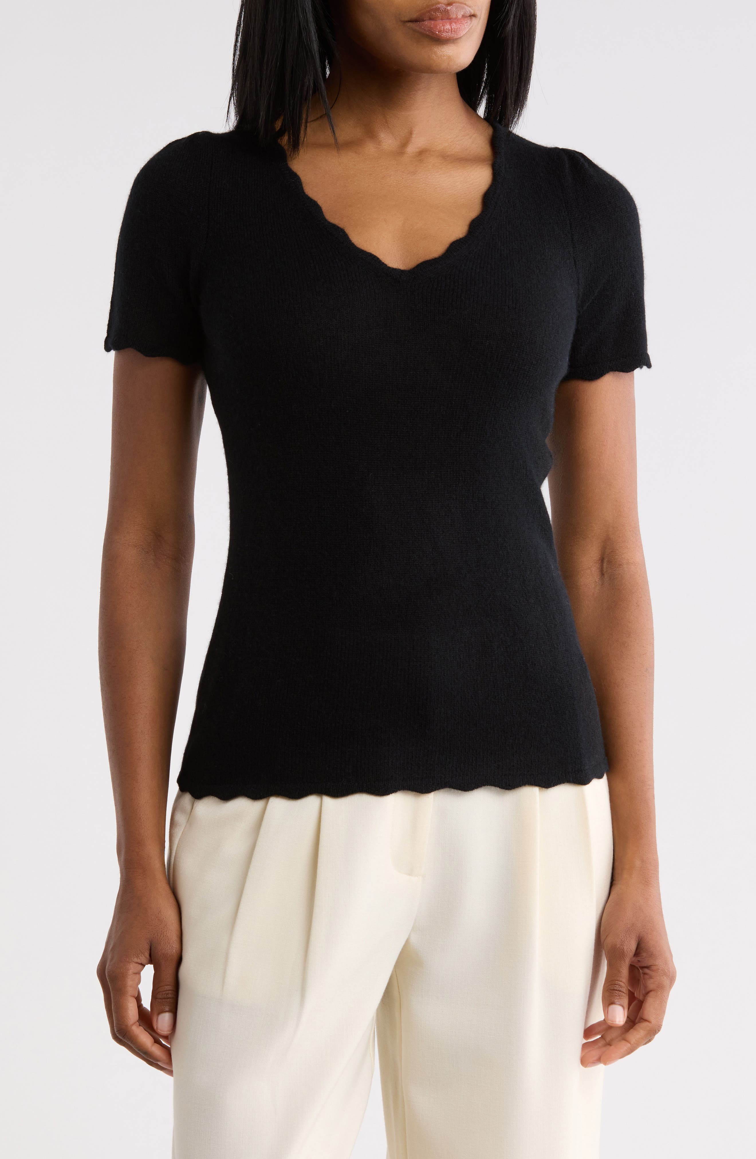Scallop Edge Cashmere Sweater