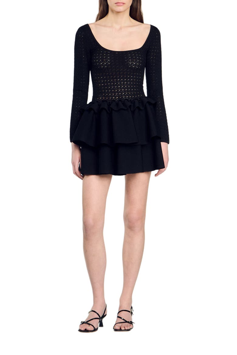 Ruffled dress, Main, color, Black