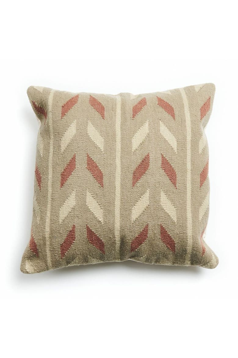 Ero Green Brown Geometric Pattern Hand-woven Jute Cotton Pillow - Cover Only, Main, color, Green/Brown