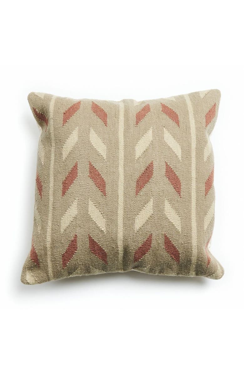 Studio Variously Ero Green Brown Geometric Pattern Hand-woven Jute Cotton Pillow - Cover Only, Main, color, Green/Brown