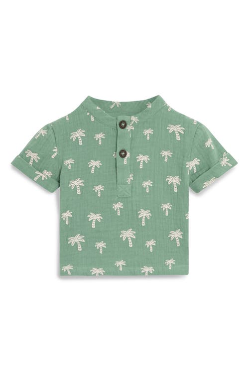 Jojo Maman Bébé Jojo Maman Bebe Palm Tree Cotton Gauze Henley & Shorts Set In Green