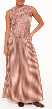 Petal & Pup Maleny Gingham Smocked Maxi Dress