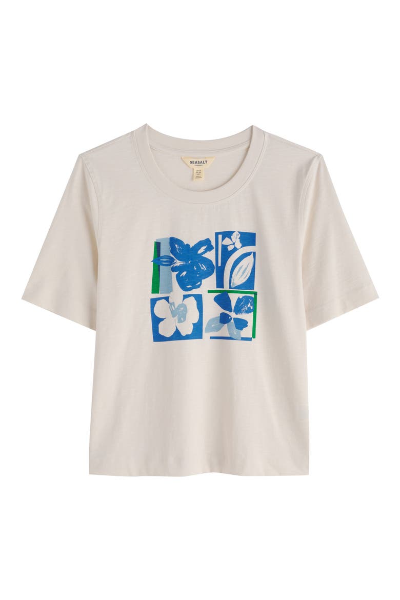 Copseland Organic Cotton Graphic T-Shirt, Alternate, color, CUTOUT PANSY CHALK