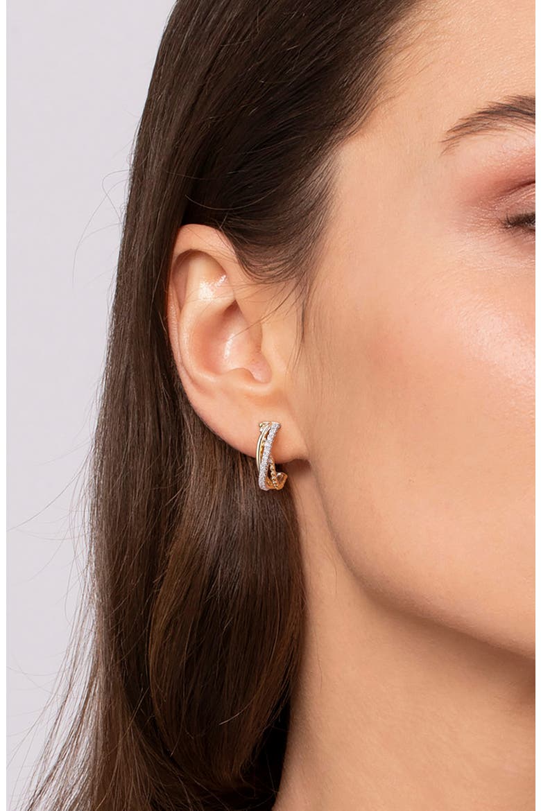 Bujuka 14k Gold Diamond Hoop Earrings, Alternate, color, 14K YELLOW/ WHITE GOLD