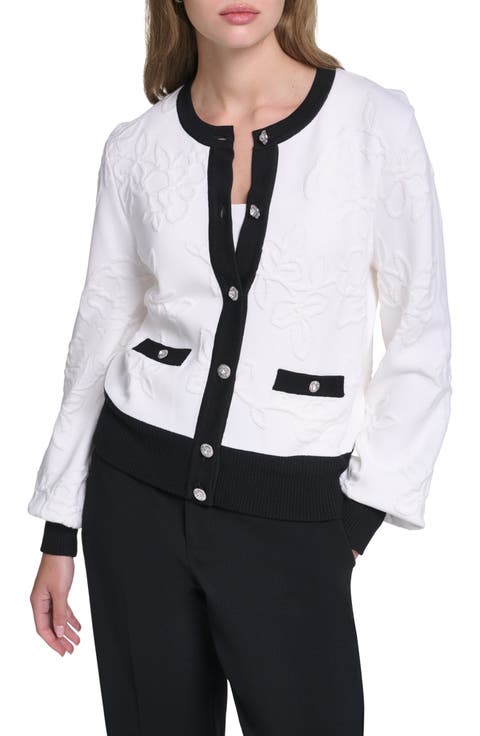 Jacquard Pattern Crewneck Cardigan