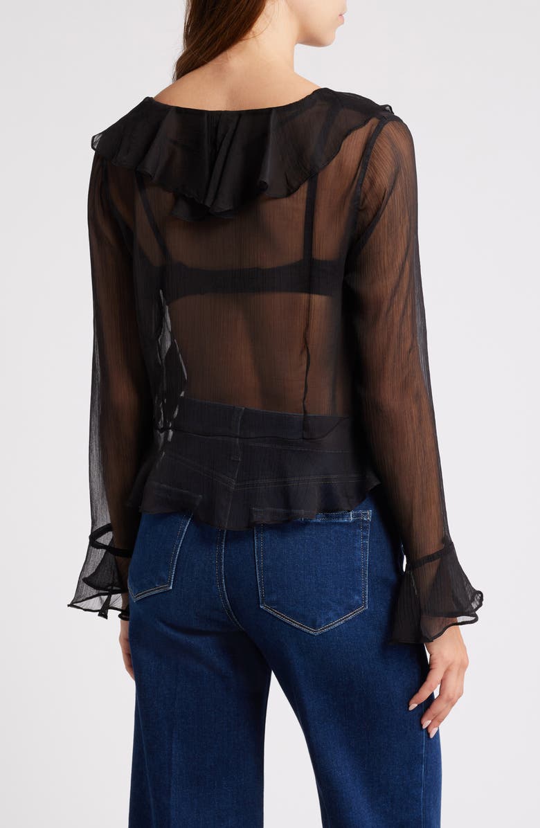 VERO MODA Millia Ruffle Tie Front Chiffon Top, Alternate, color, 