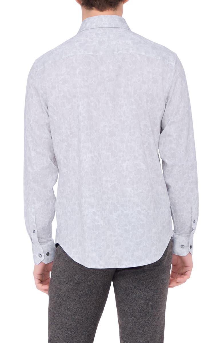 Bugatchi James OoohCotton<sup>®</sup> Floral Abstract Print Button-Up Shirt, Alternate, color, Platinum