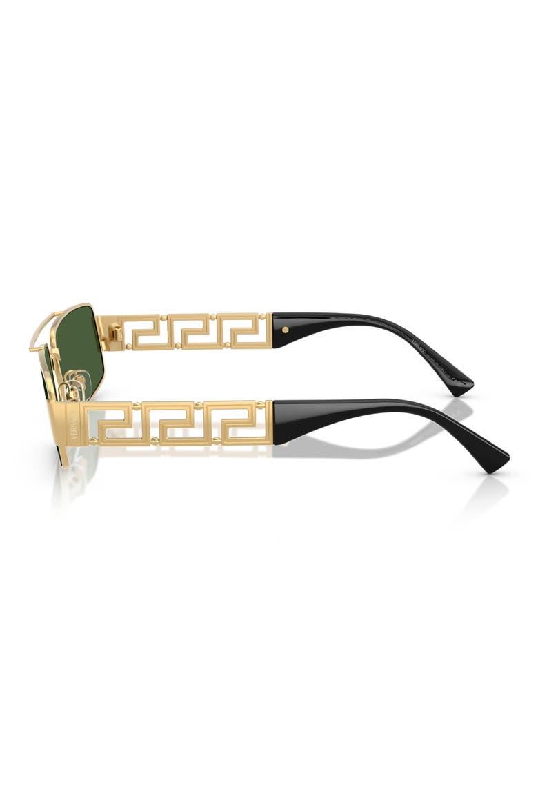 60mm Rectangular Sunglasses, Alternate, color, GOLD / DARK GREEN