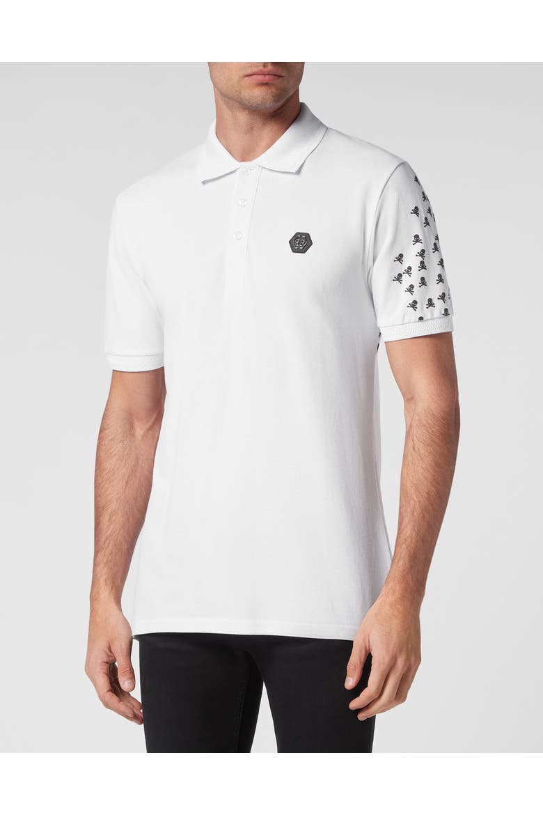 Slim Fit Polo Shirt Ss Skull&Amp;Bones Men, Main, color, white