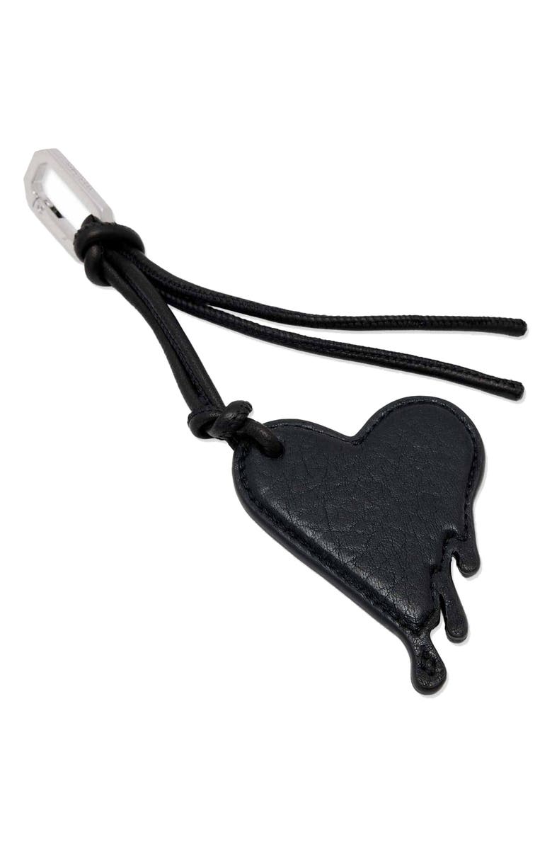 AllSaints Drip Heart Leather Keyring, Alternate, color,