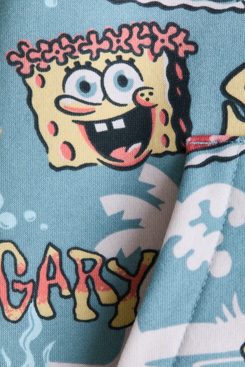 Brushed-Inside Printed Hoodie, Alternate, color, Turquoise/SpongeBob
