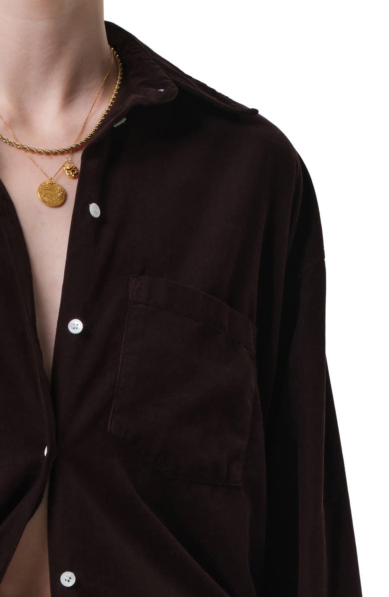 Citizens of Humanity Kayla Oversize Corduroy Button-Up Shirt, Alternate, color, Barrister Dark Brown