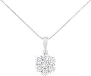 Haus of Brilliance 14K White Gold 2.00 Cttw Brilliant Diamond 7 Stone Flower Cluster Pendant Necklace
