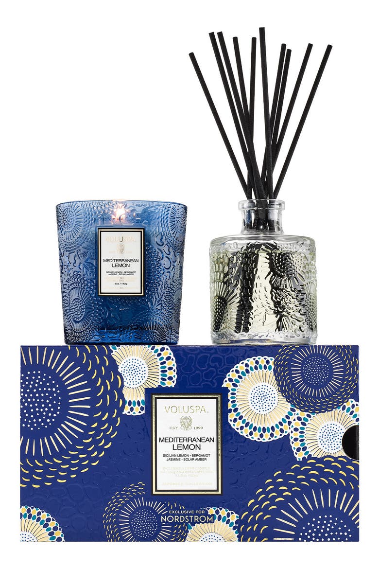 Mediterranean Lemon Candle & Diffuser Duo, Main, color, MEDITERRANEAN LEMON