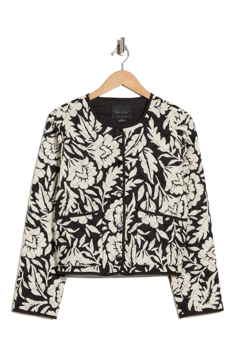 Floral Quilted Jacket, Alternate, color, FEVER TREE BLACK