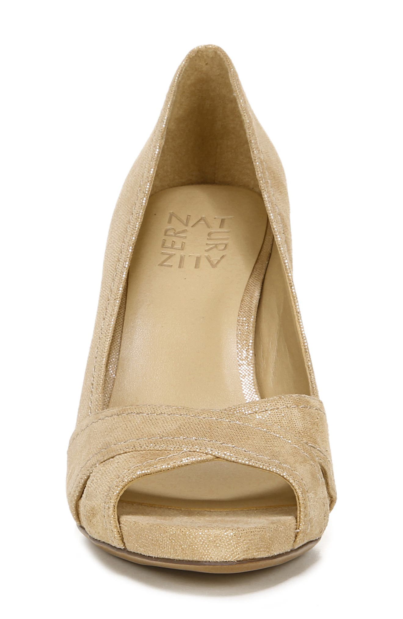 Odetta Open Toe Pump, Alternate, color, TAUPE GOLD LEATHER