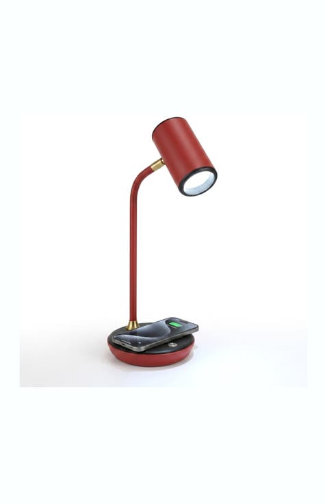 Ezra 16.5" Modern LED Reading Table Lamp with Built-in Wireless Charging Pad