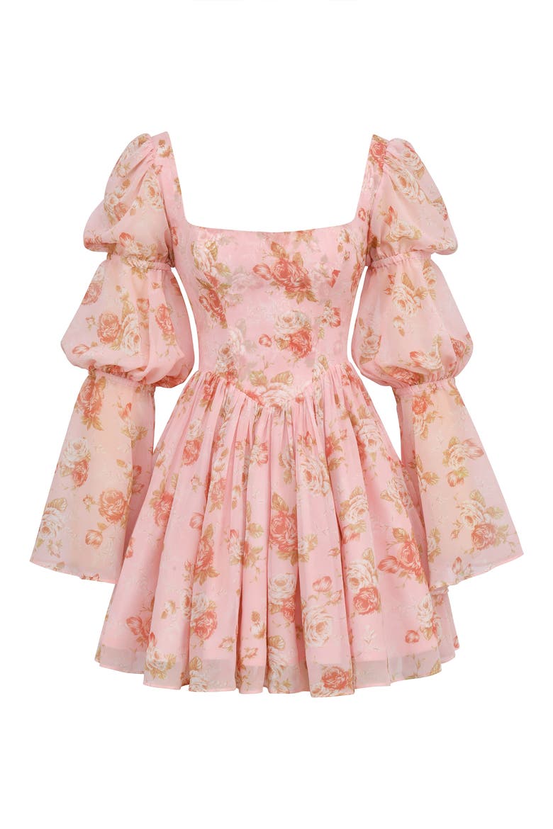 Sancia Floral Print Long Sleeve Minidress, Alternate, color, VINTAGE ROSE PRINT