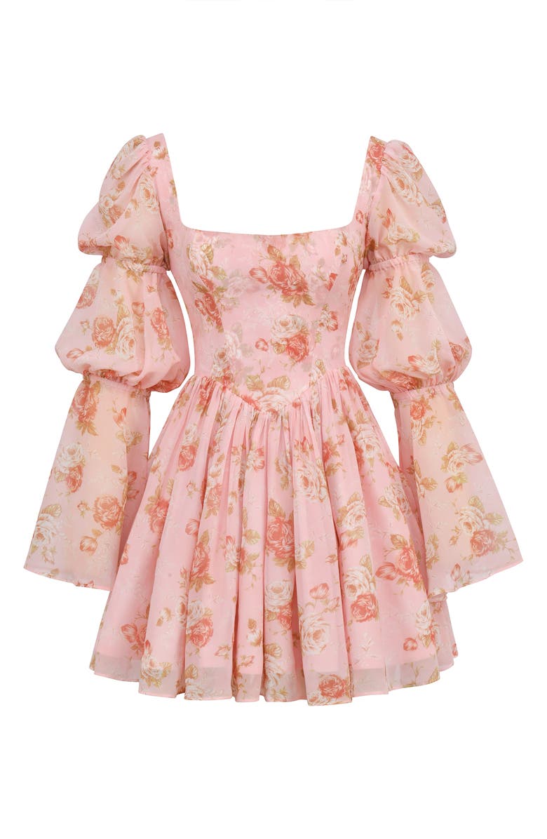 HOUSE OF CB Sancia Floral Print Long Sleeve Minidress, Alternate, color, Vintage Rose Print